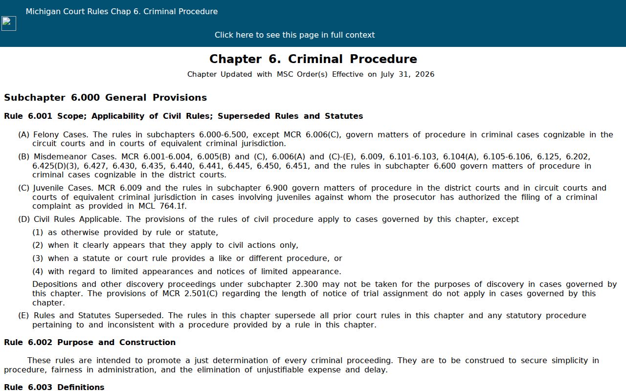 Michigan probable-cause and warrant rules used for Kent County arrest warrant records