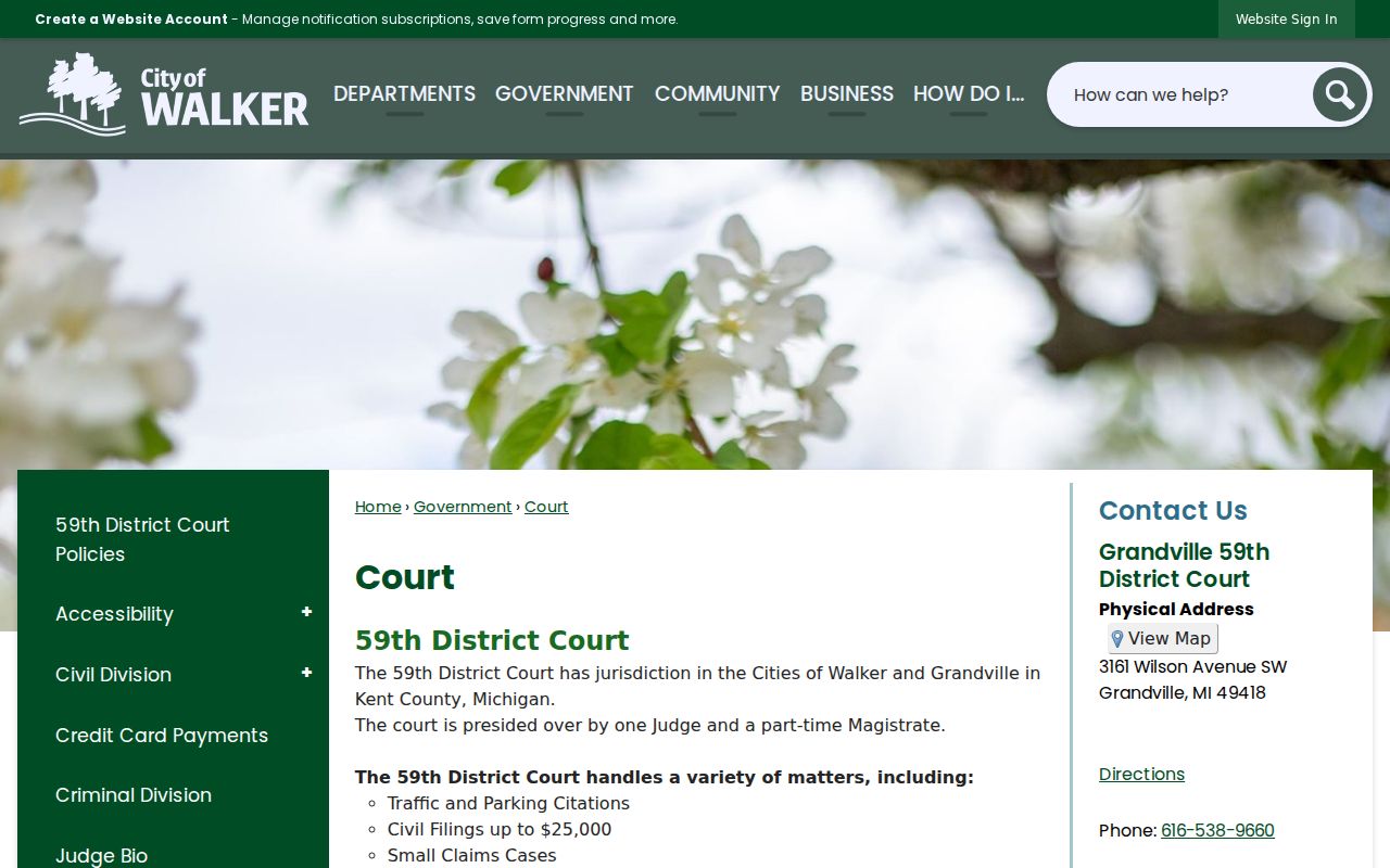 Walker 59th District Court page used for Walker warrant records